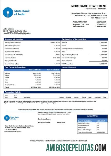para download Modelo Word e PDF de declaração de hipoteca do Banco do Estado da Índia
